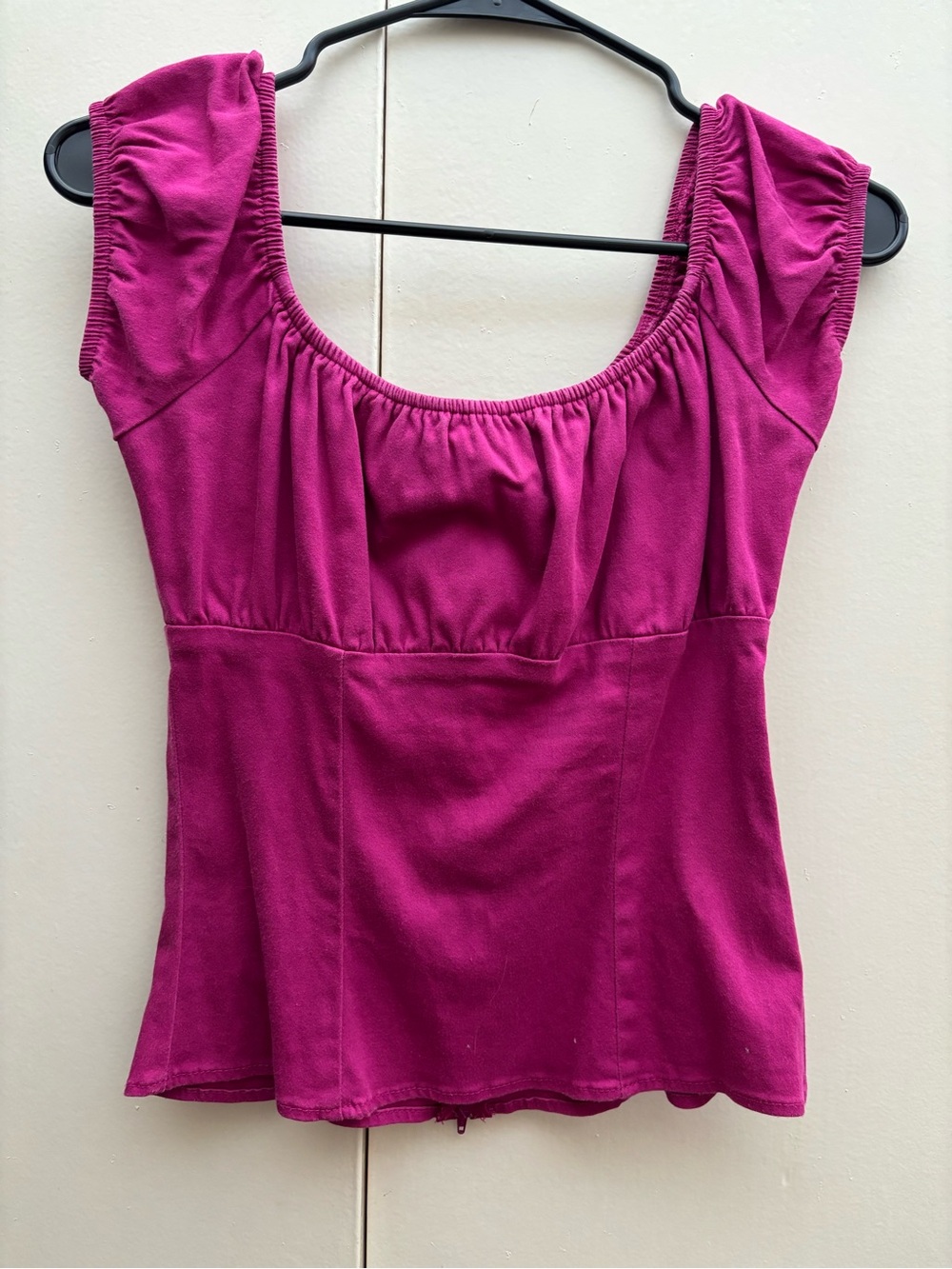 Pinup Couture Peasant Top - Fuchsia